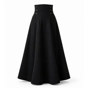 Black Wool Victorian Maxi Skirt – High Waist Full Winter Skirt | Size Small NWT